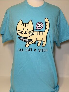 Spencer's Turquoise Graphic Cat Knife Tee